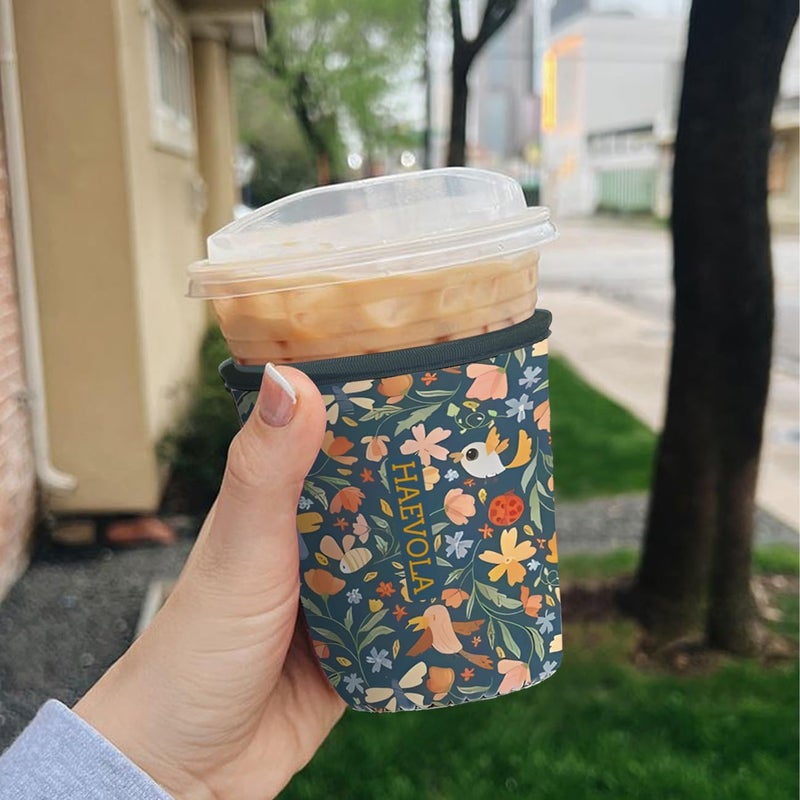 Haevola Reusable Insulated Neoprene Iced Coffee Cup Sleeve, Durable Drink Sleeve for Cold Beverages, Beverage Holder for Iced Coffee (Joyous Jungle) - Image 3